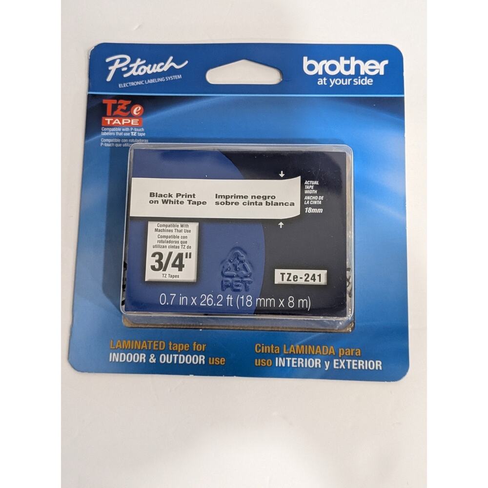 Brother Genuine P-Touch TZE-641 Tape 3/4" 18mm Laminated Black on White NEW
